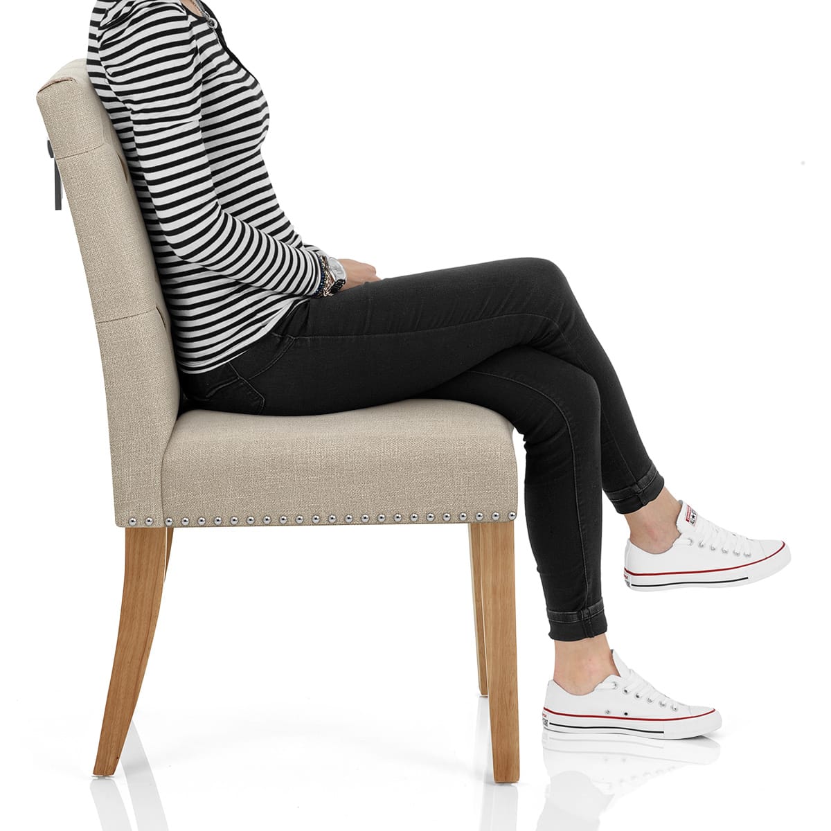 Barrington Oak Dining Chair Cream Fabric Frame Image