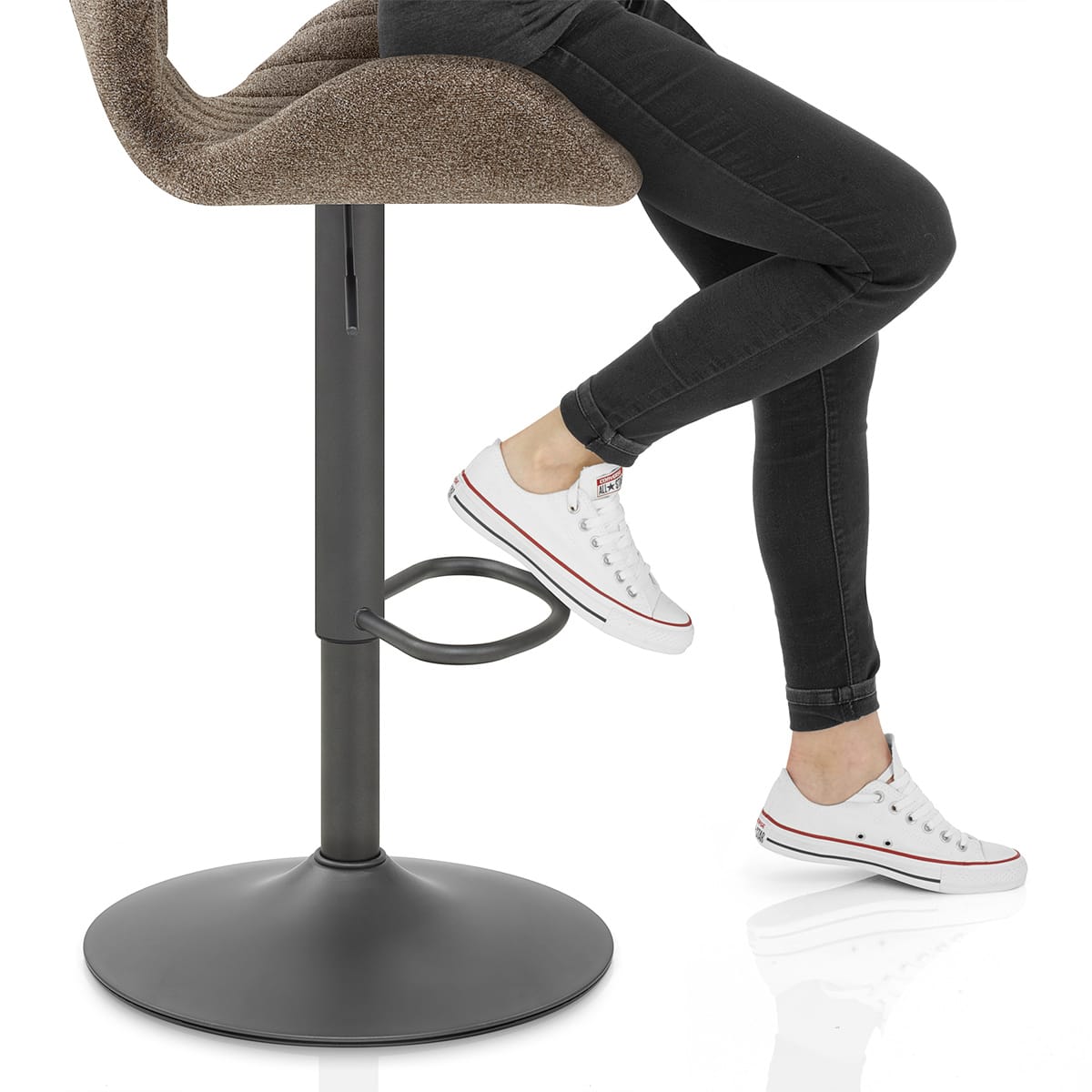BB Swivel Stool Brown Fabric Frame Image
