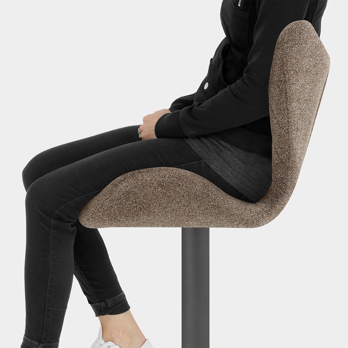 BB Swivel Stool Brown Fabric Seat Image