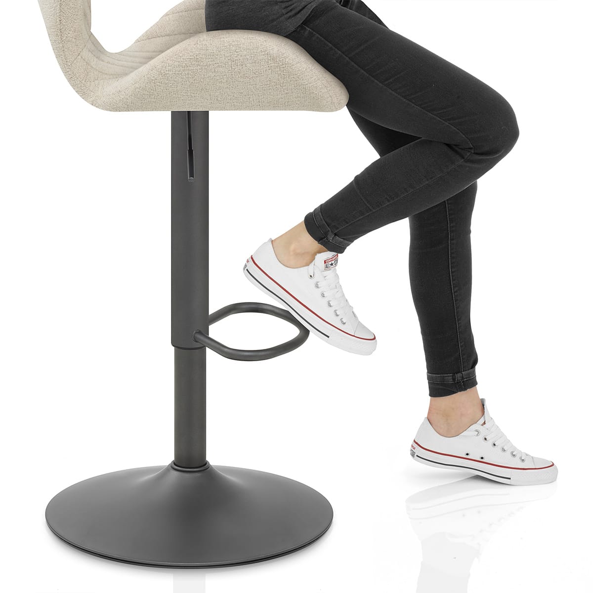 BB Swivel Stool Cream Fabric Frame Image