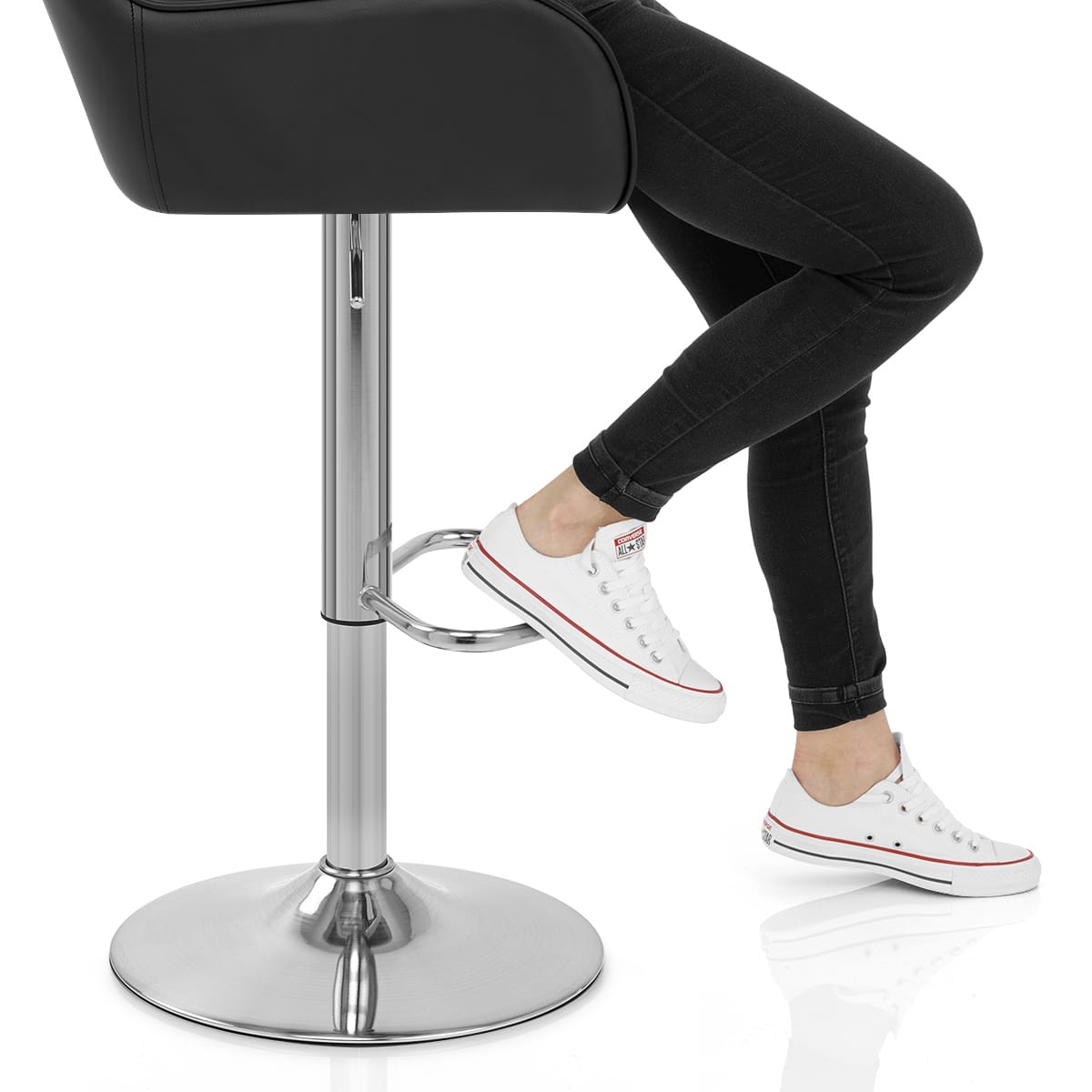 Berlin Brushed Bar Stool Black Frame Image