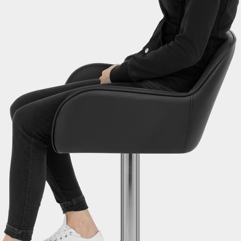 Berlin Brushed Bar Stool Black Seat Image