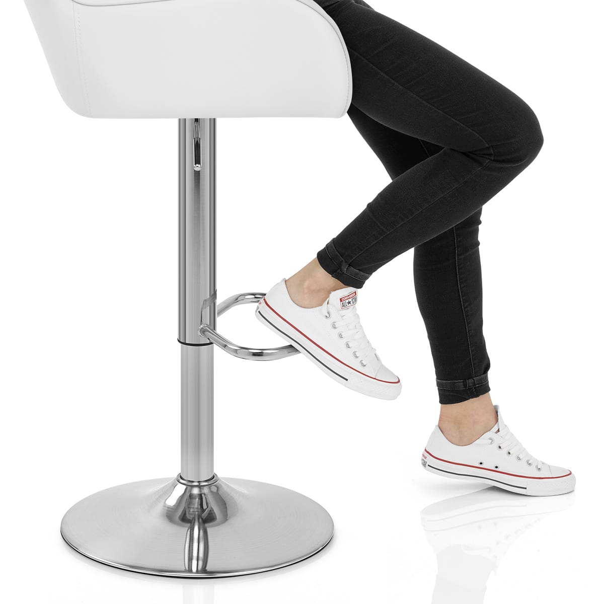 Berlin Brushed Bar Stool White Frame Image