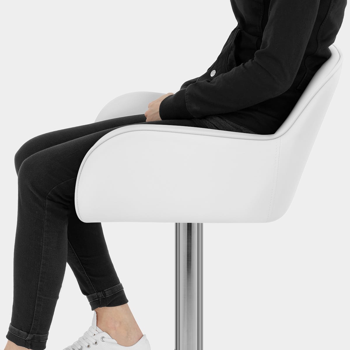 Berlin Brushed Bar Stool White Seat Image