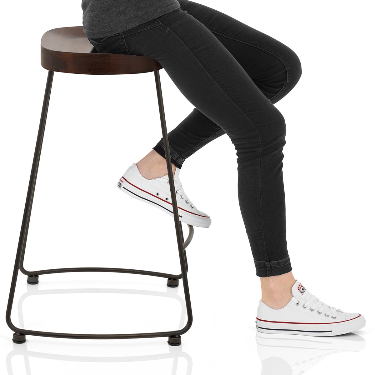 Bloc Stool Dark Wood Frame Image