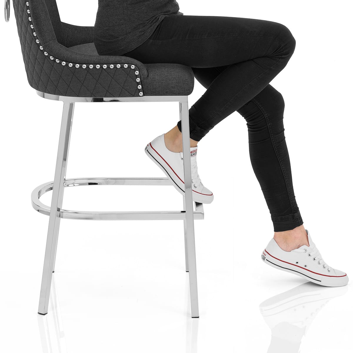 Blush Bar Stool Charcoal Fabric Frame Image