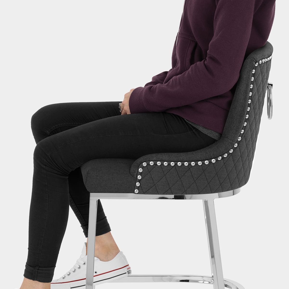 Blush Bar Stool Charcoal Fabric Seat Image