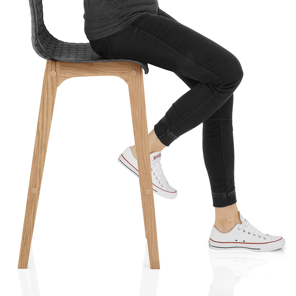 Bondi Oak & Black Bar Stool Frame Image