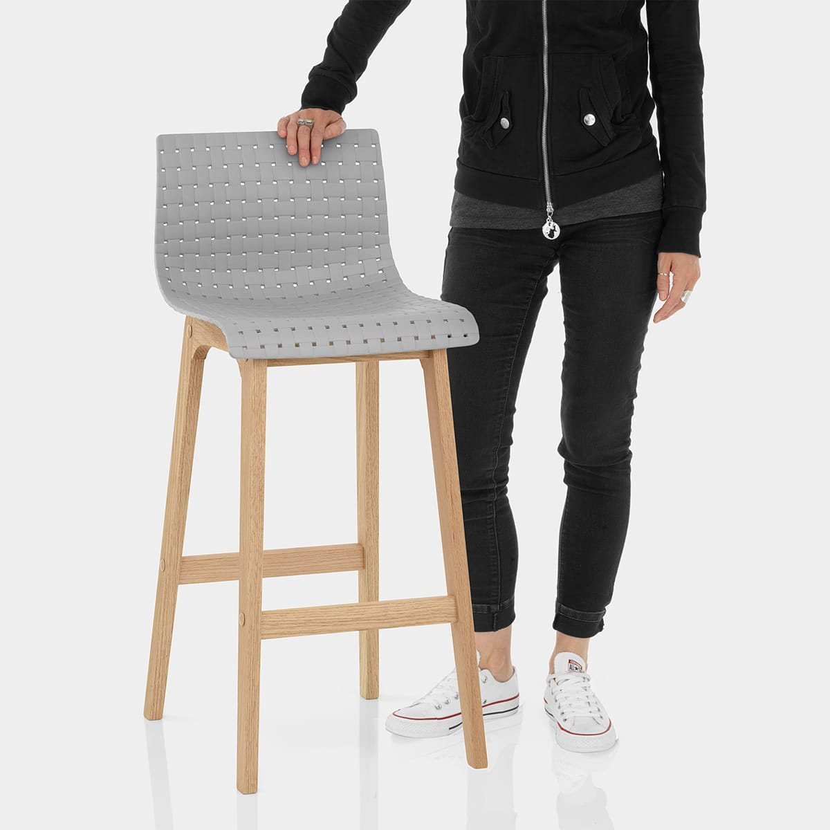 Bondi Oak & Grey Bar Stool Features Image