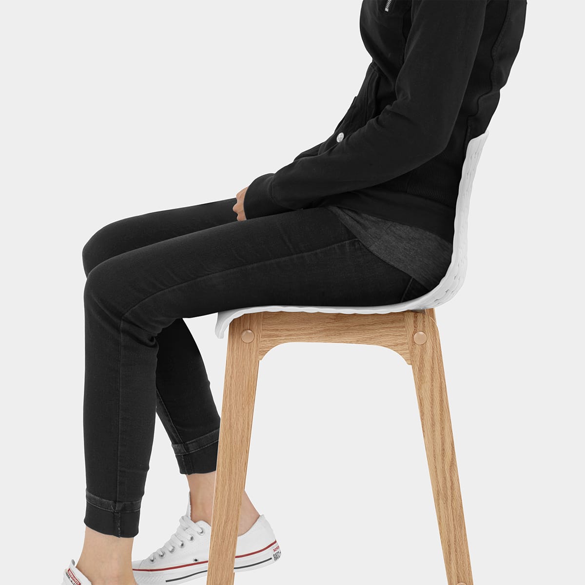 Bondi Oak & White Bar Stool Seat Image