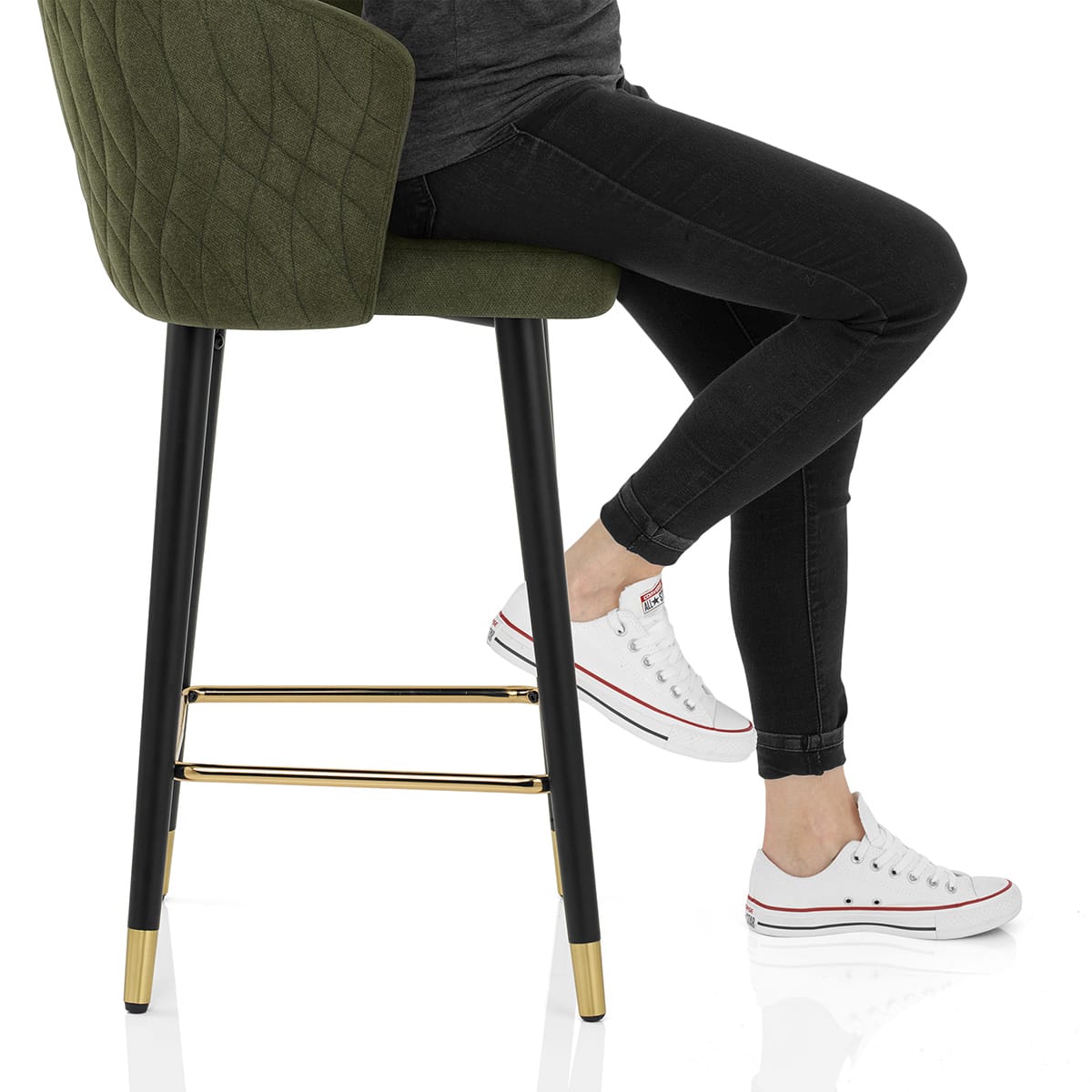 Boston Bar Stool Green Fabric Frame Image