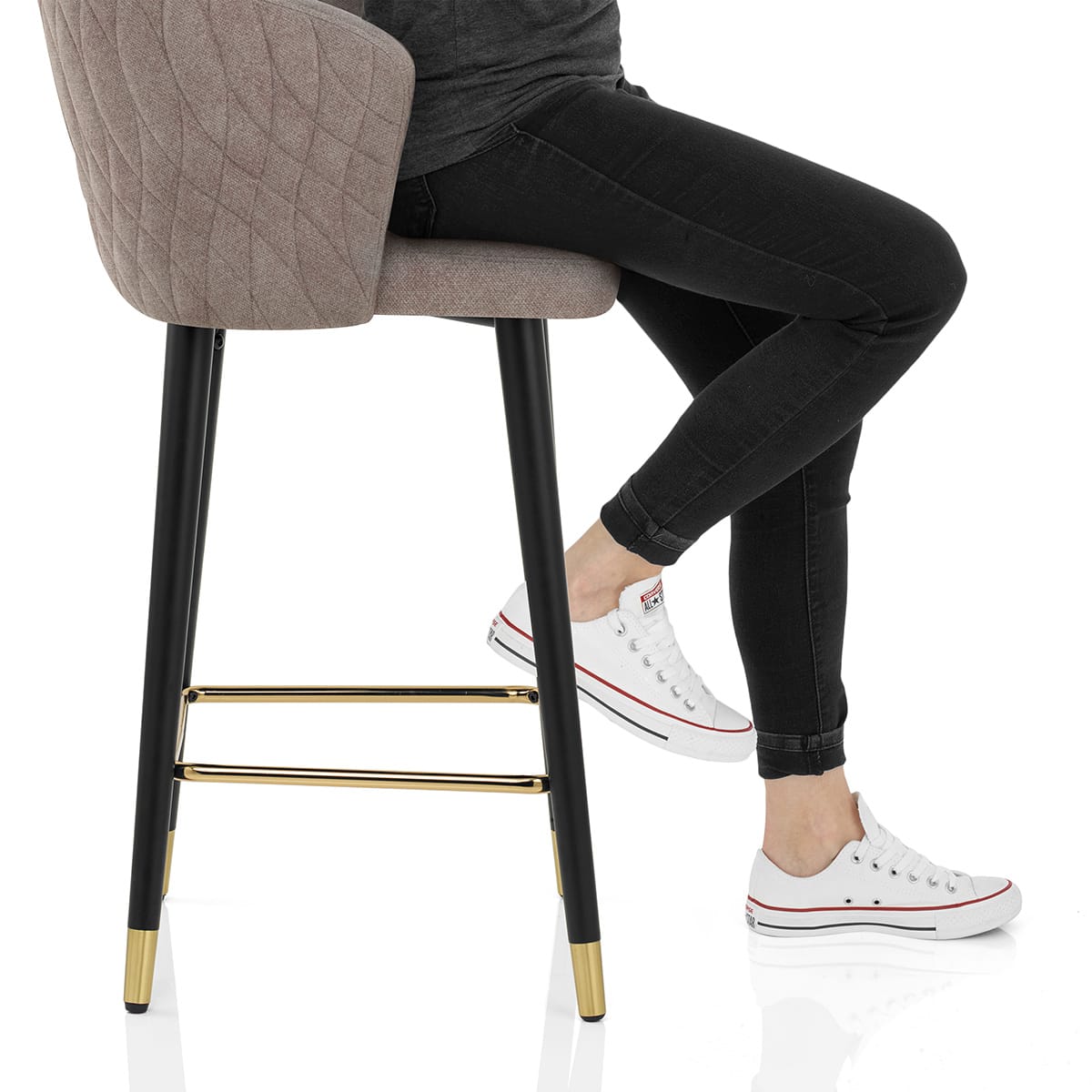 Boston Bar Stool Taupe Fabric Frame Image