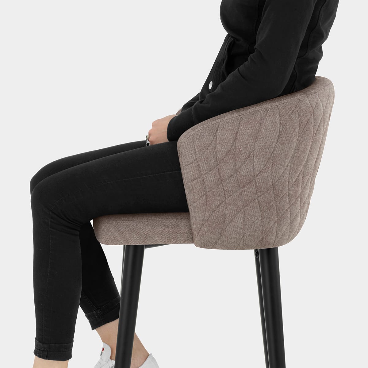 Boston Bar Stool Taupe Fabric Seat Image