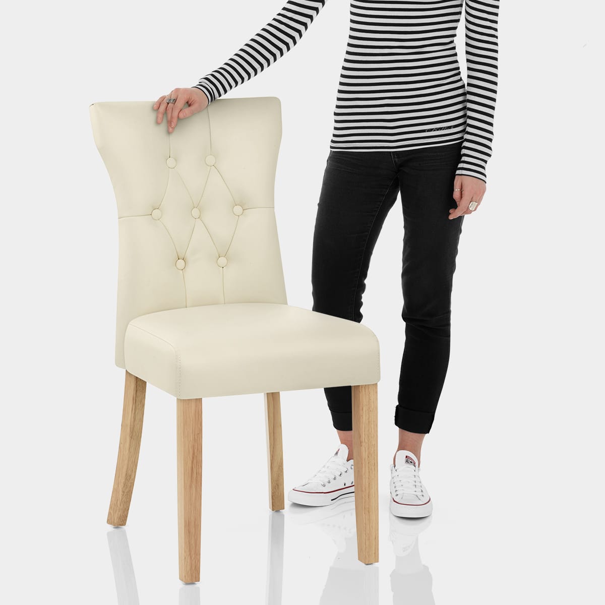 Bradbury Oak Dining Chair Cream Features Image