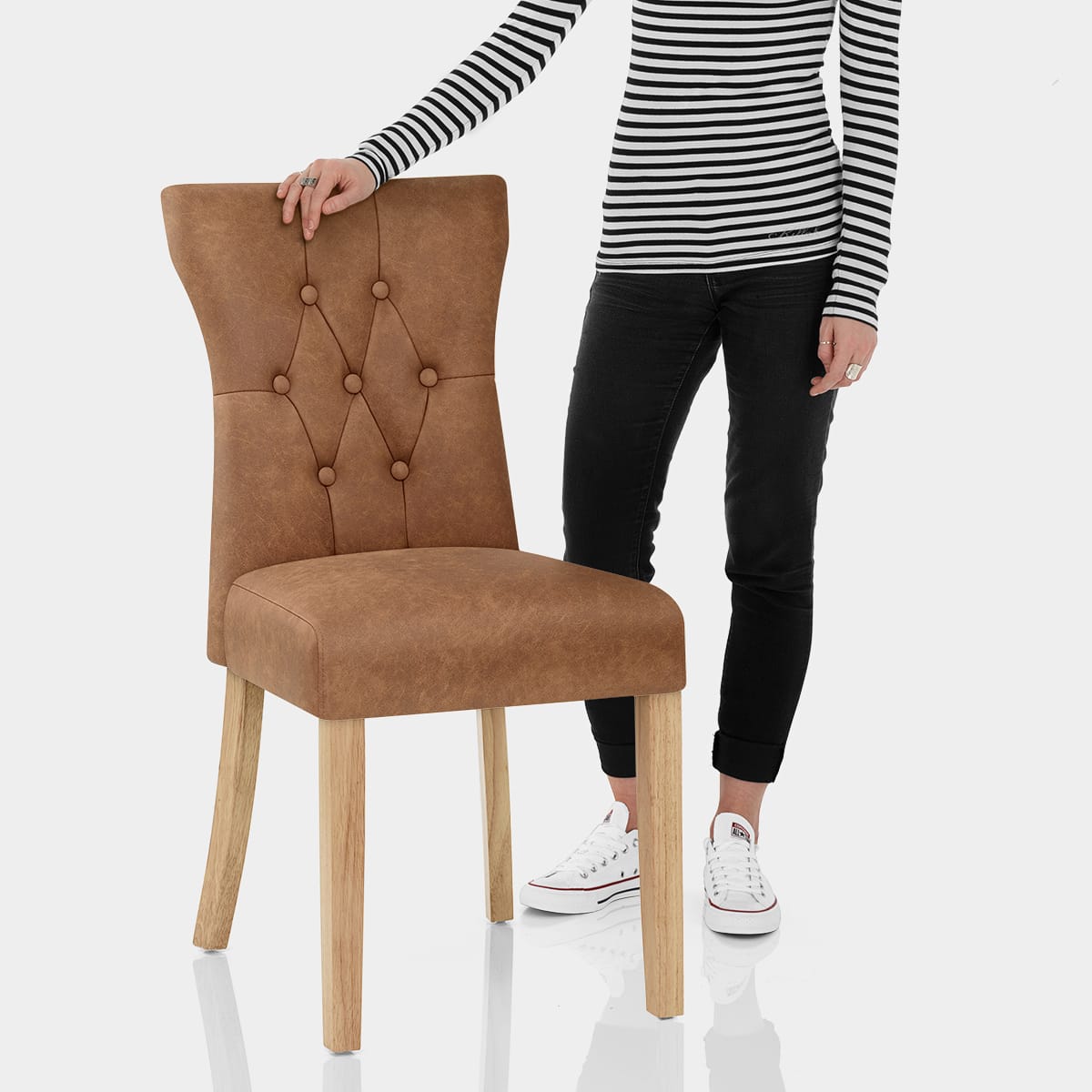 Bradbury Oak Dining Chair Tan Features Image