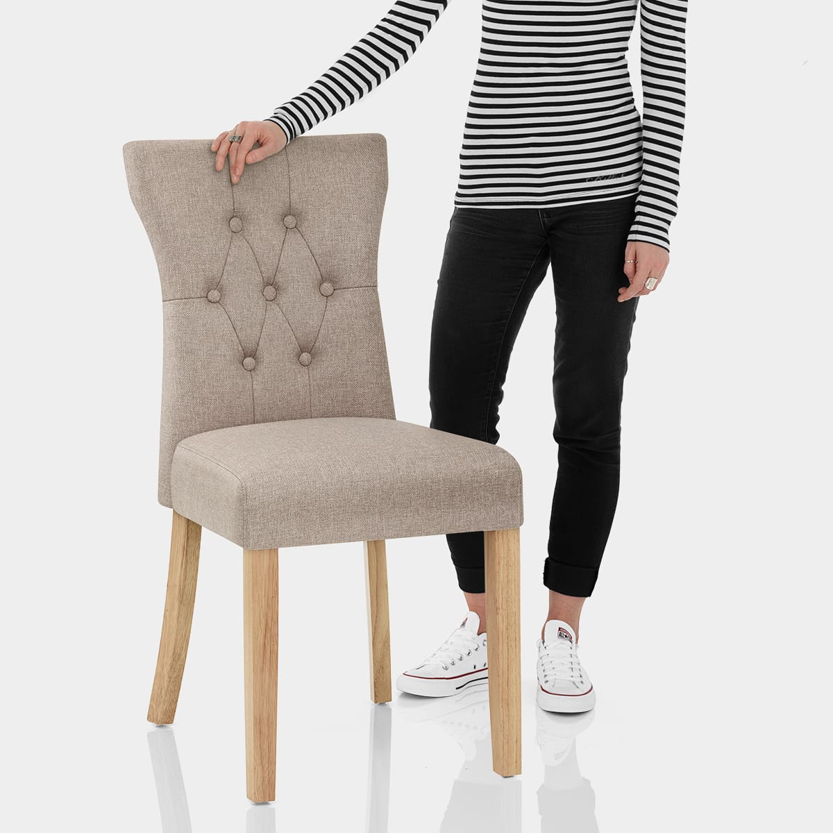 Bradbury Oak Dining Chair Tweed Fabric Features Image