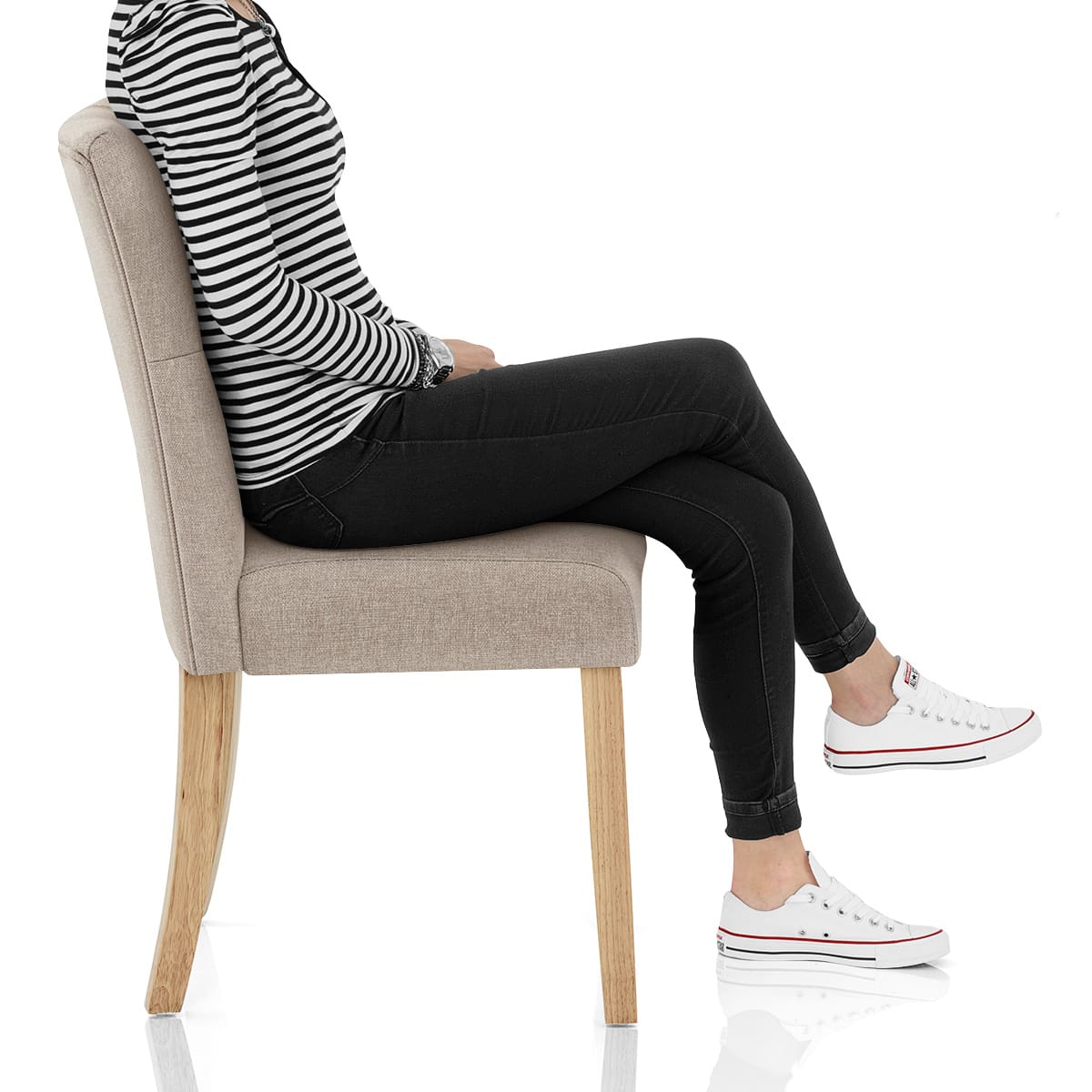 Bradbury Oak Dining Chair Tweed Fabric Frame Image