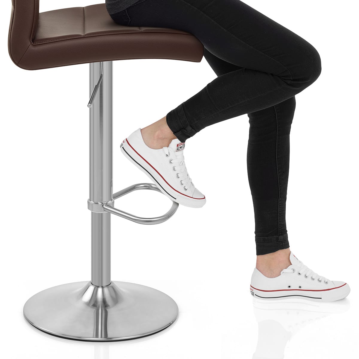 Brushed Steel Breakfast Bar Stool Brown Frame Image