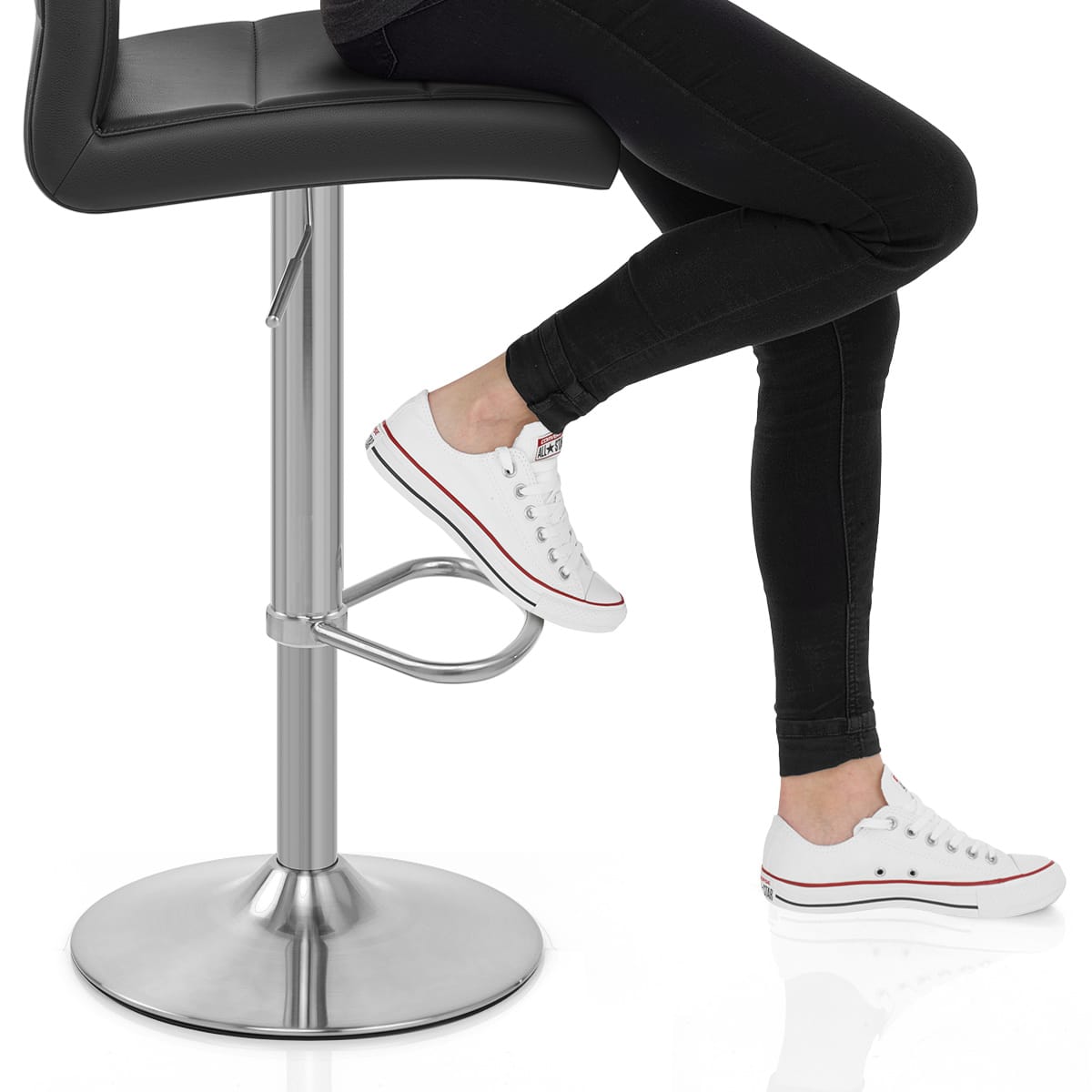 Brushed Steel Breakfast Bar Stool Black Frame Image