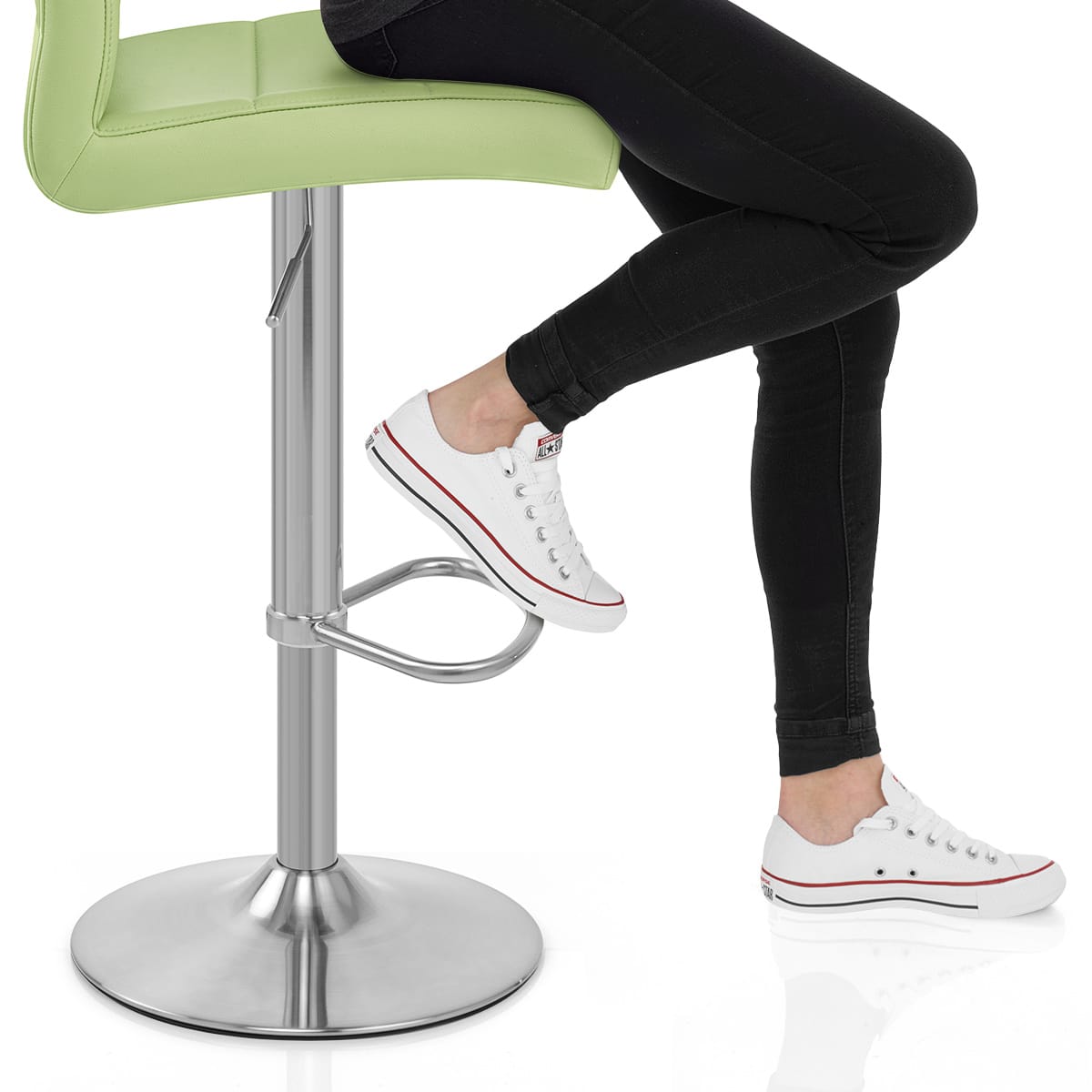 Brushed Steel Breakfast Bar Stool Green Frame Image