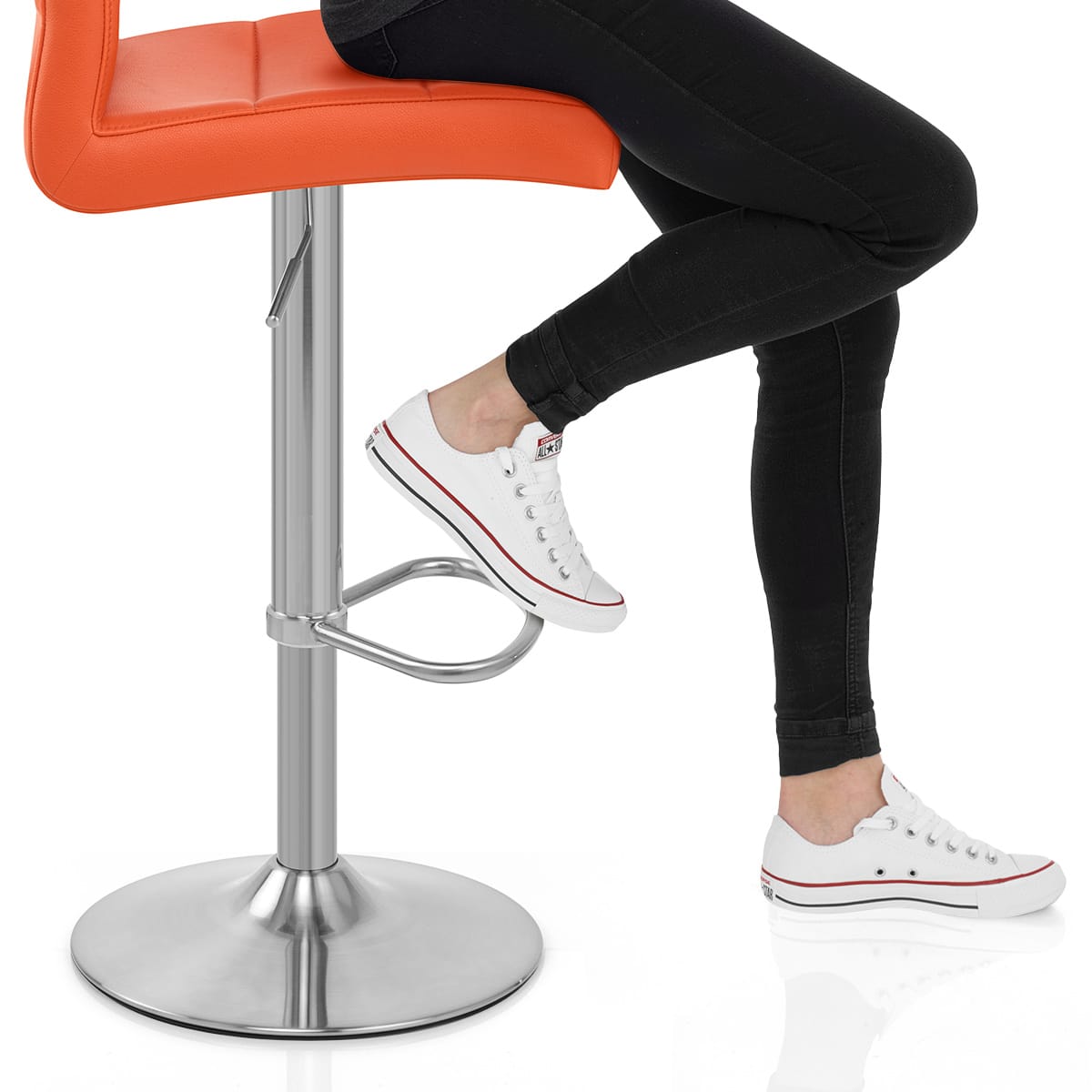 Brushed Steel Breakfast Bar Stool Orange Frame Image