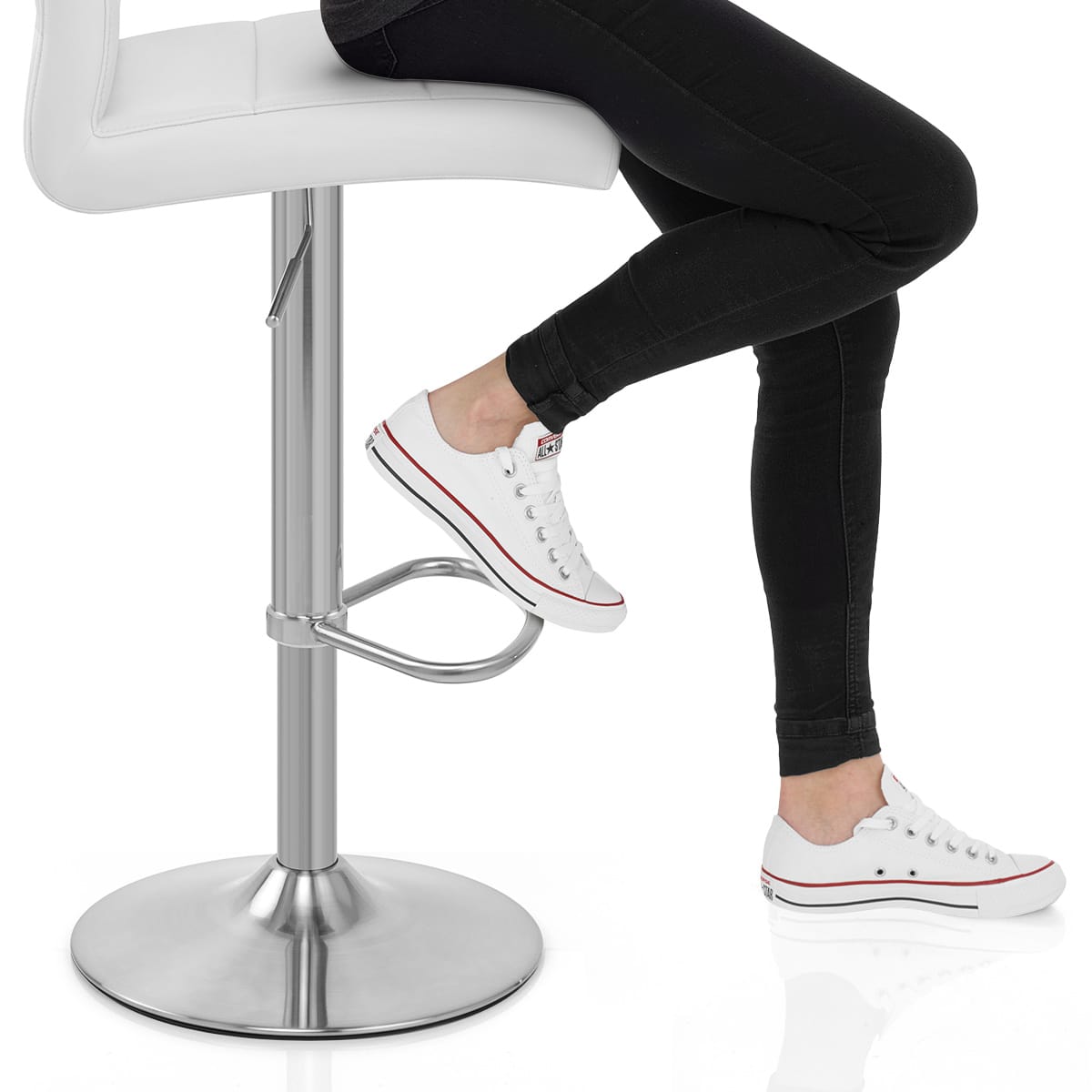 Brushed Steel Breakfast Bar Stool White Frame Image