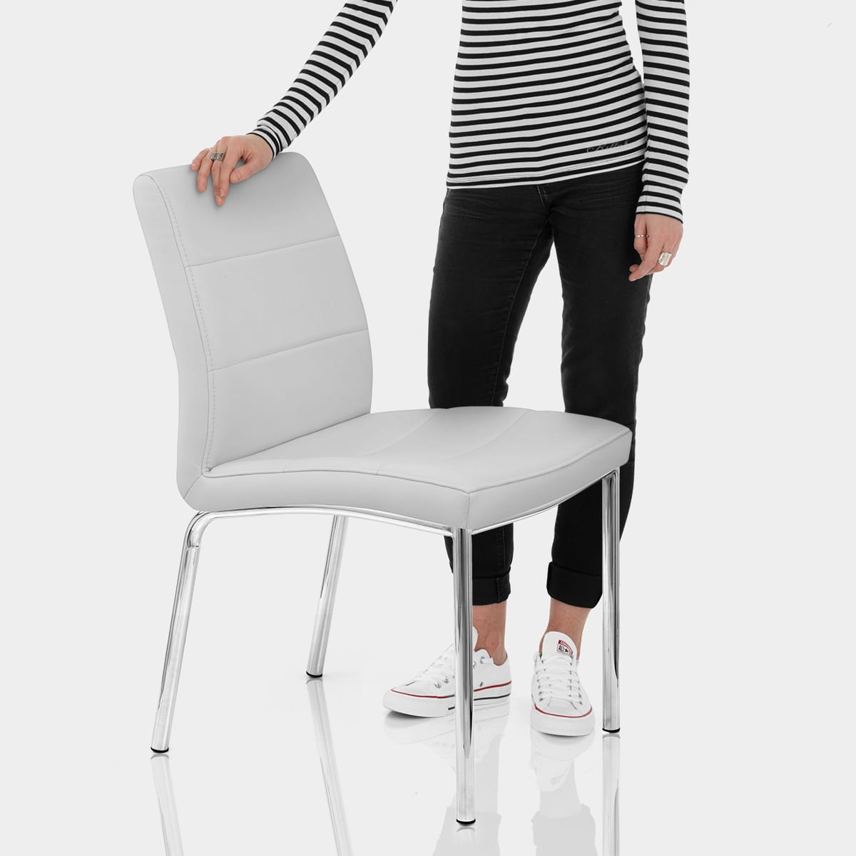 Chrome Breakfast Dining Chair Grey Features Image