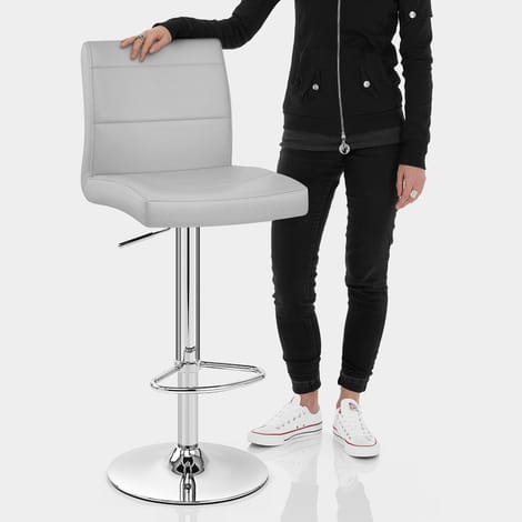 Chrome Breakfast Bar Stool Grey Features Image
