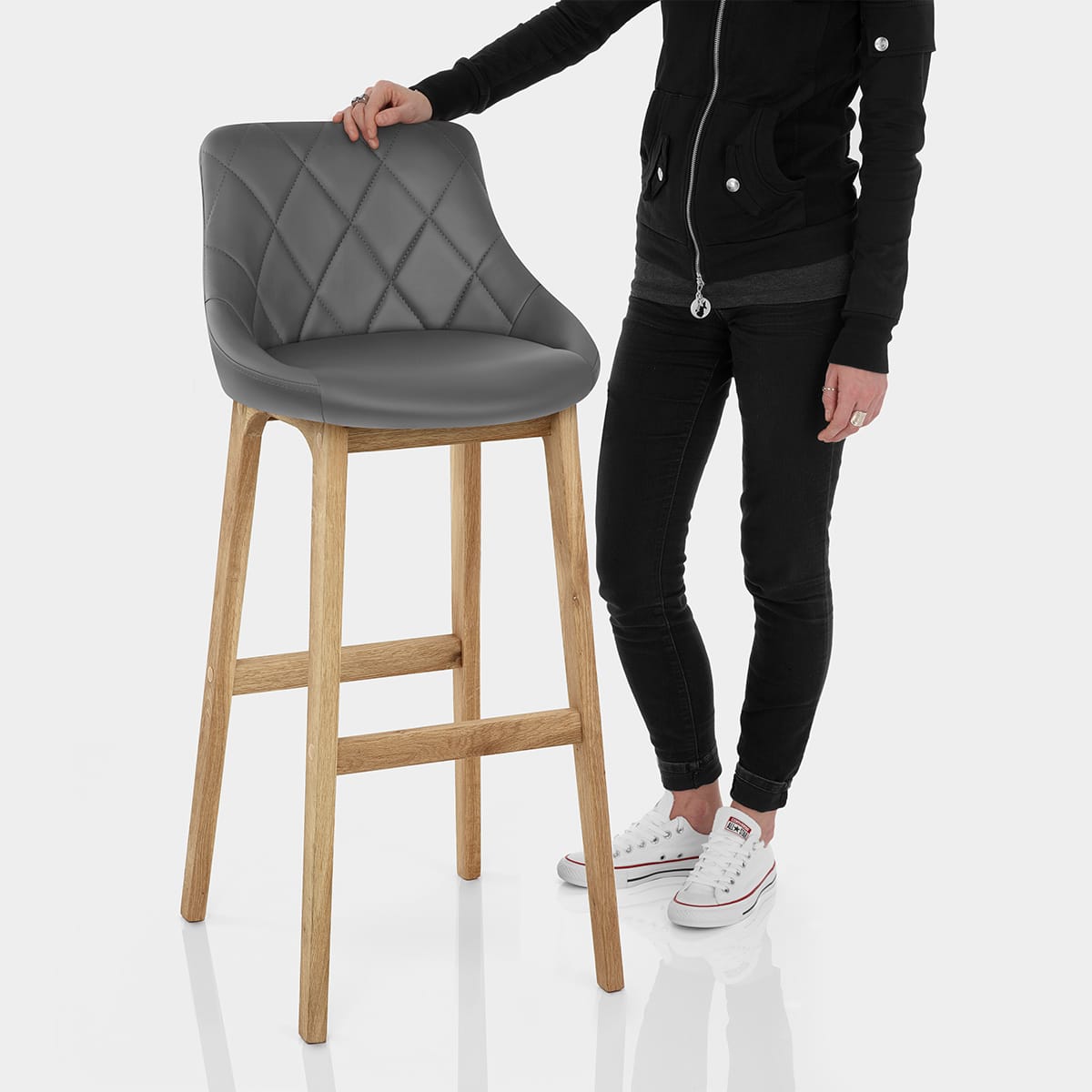 Breeze Wooden Stool Grey Features Image