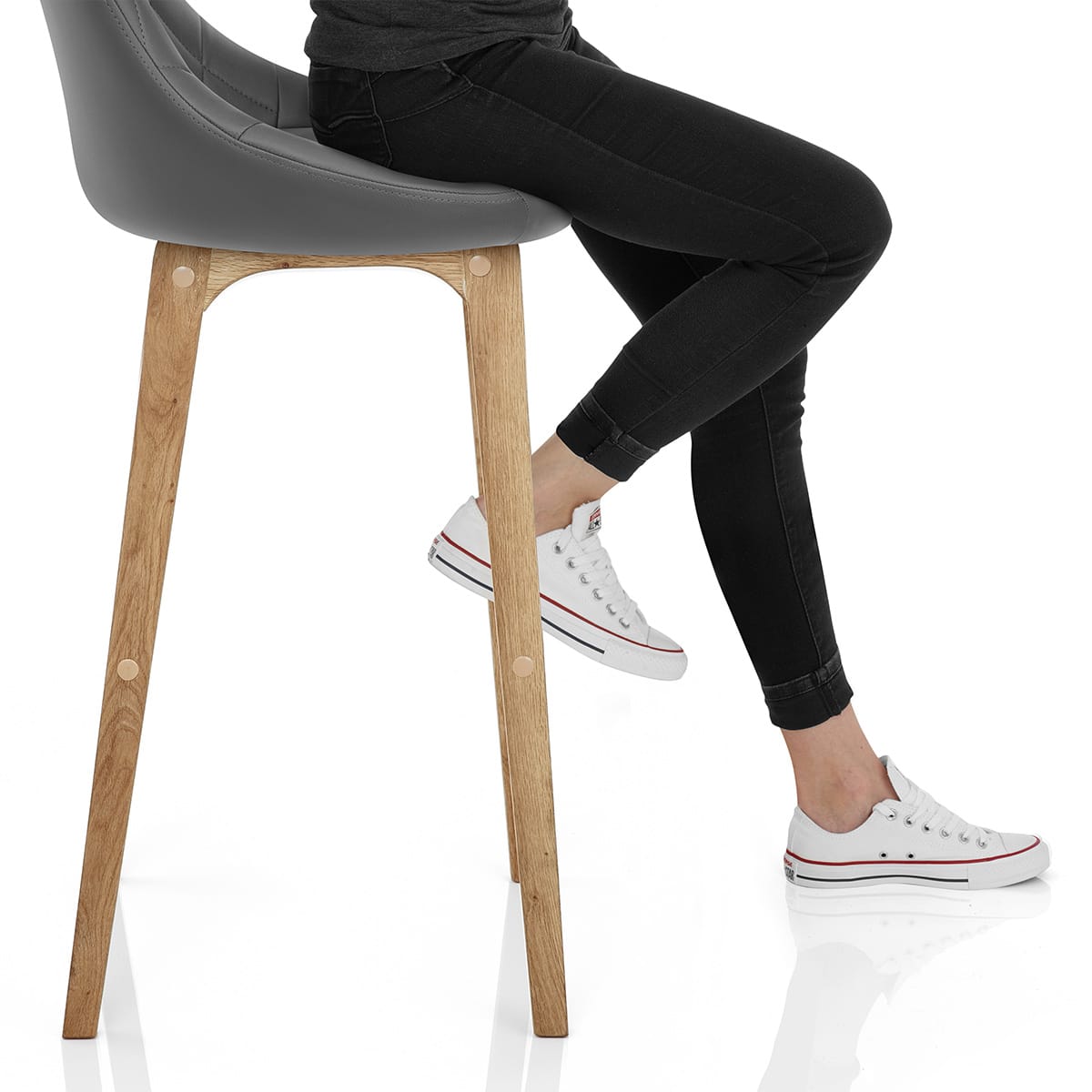 Breeze Wooden Stool Grey Frame Image