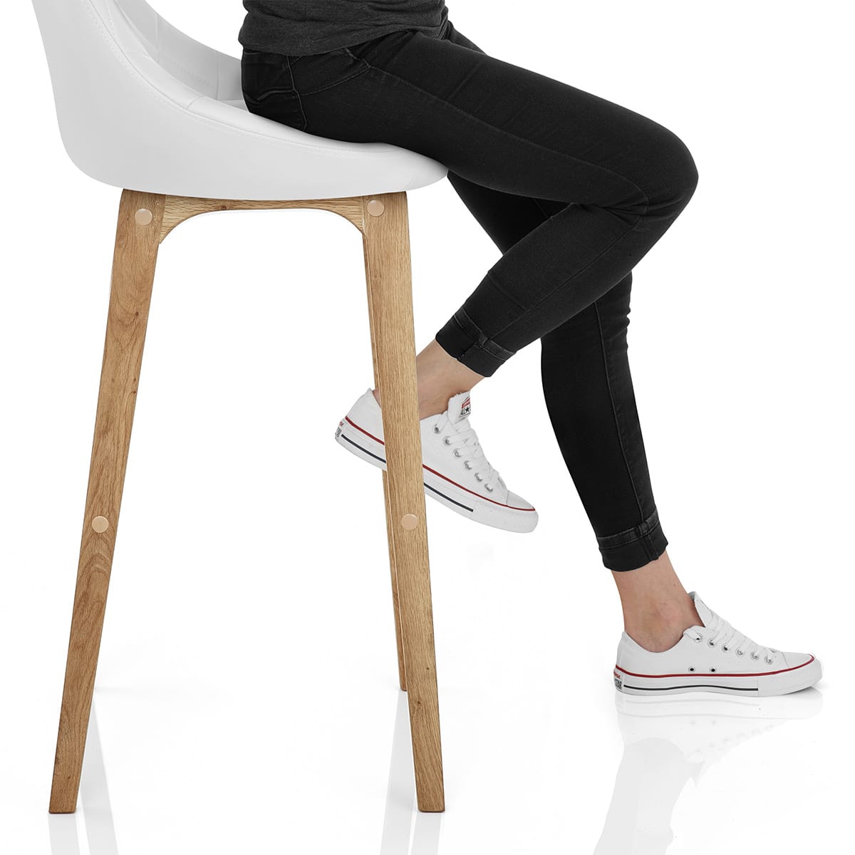 Breeze Wooden Stool White Frame Image