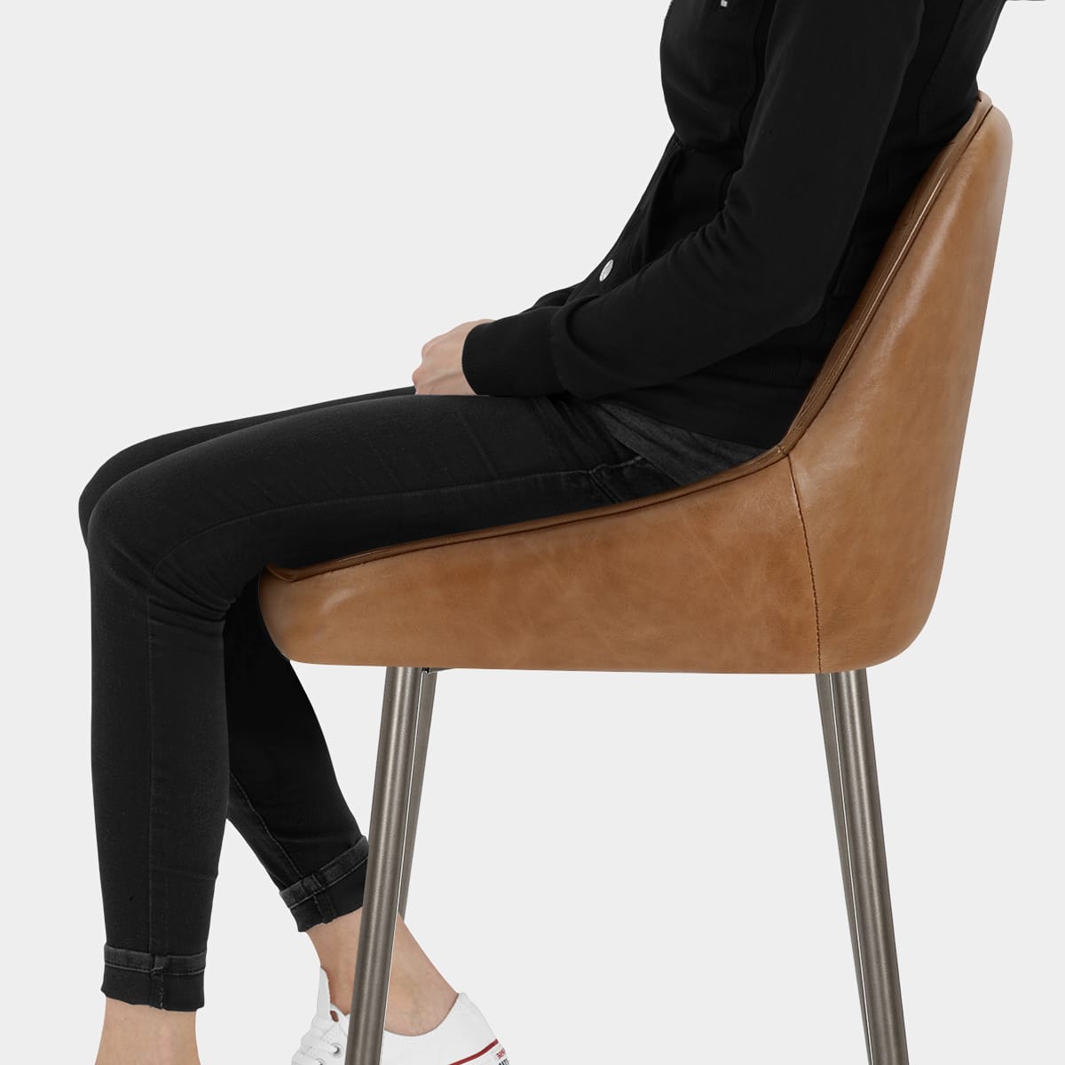 Brisbane Real Leather Stool Antique Brown Seat Image