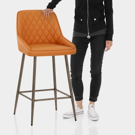 Brisbane Real Leather Stool Orange Features Image