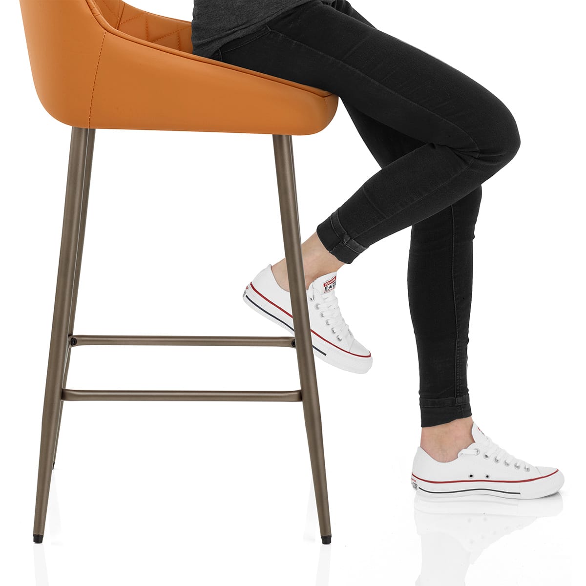 Brisbane Real Leather Stool Orange Frame Image