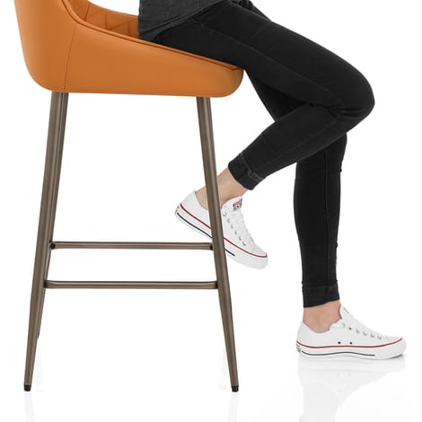 Brisbane Real Leather Stool Orange Frame Image