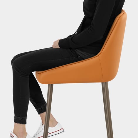 Brisbane Real Leather Stool Orange Seat Image