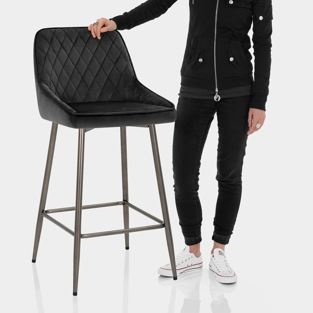 Brisbane Bar Stool Black Velvet Features Image
