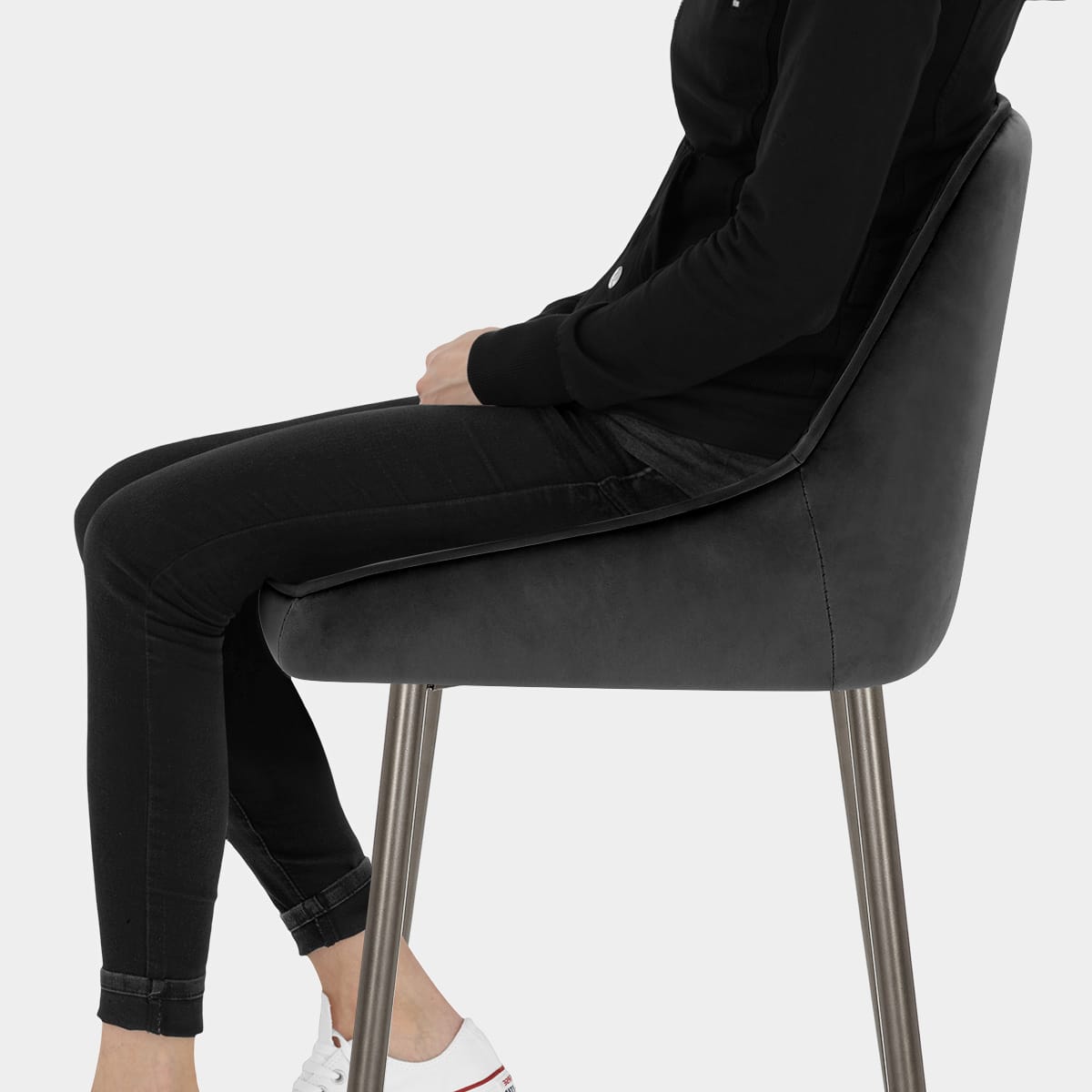 Brisbane Bar Stool Black Velvet Seat Image