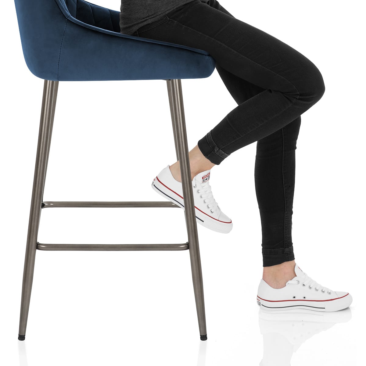 Brisbane Bar Stool Blue Velvet Frame Image