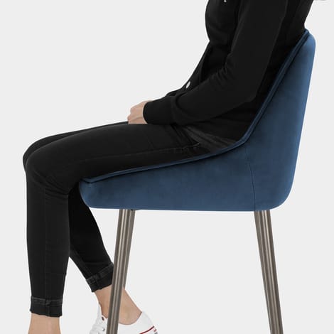 Brisbane Bar Stool Blue Velvet Seat Image