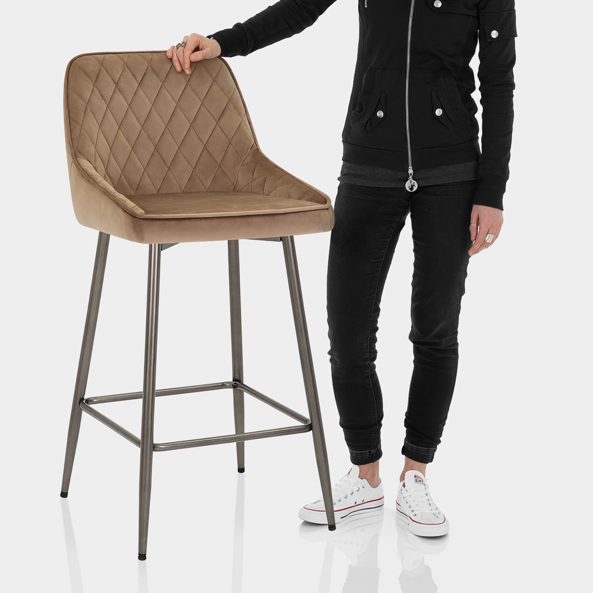 Brisbane Bar Stool Brown Velvet Features Image