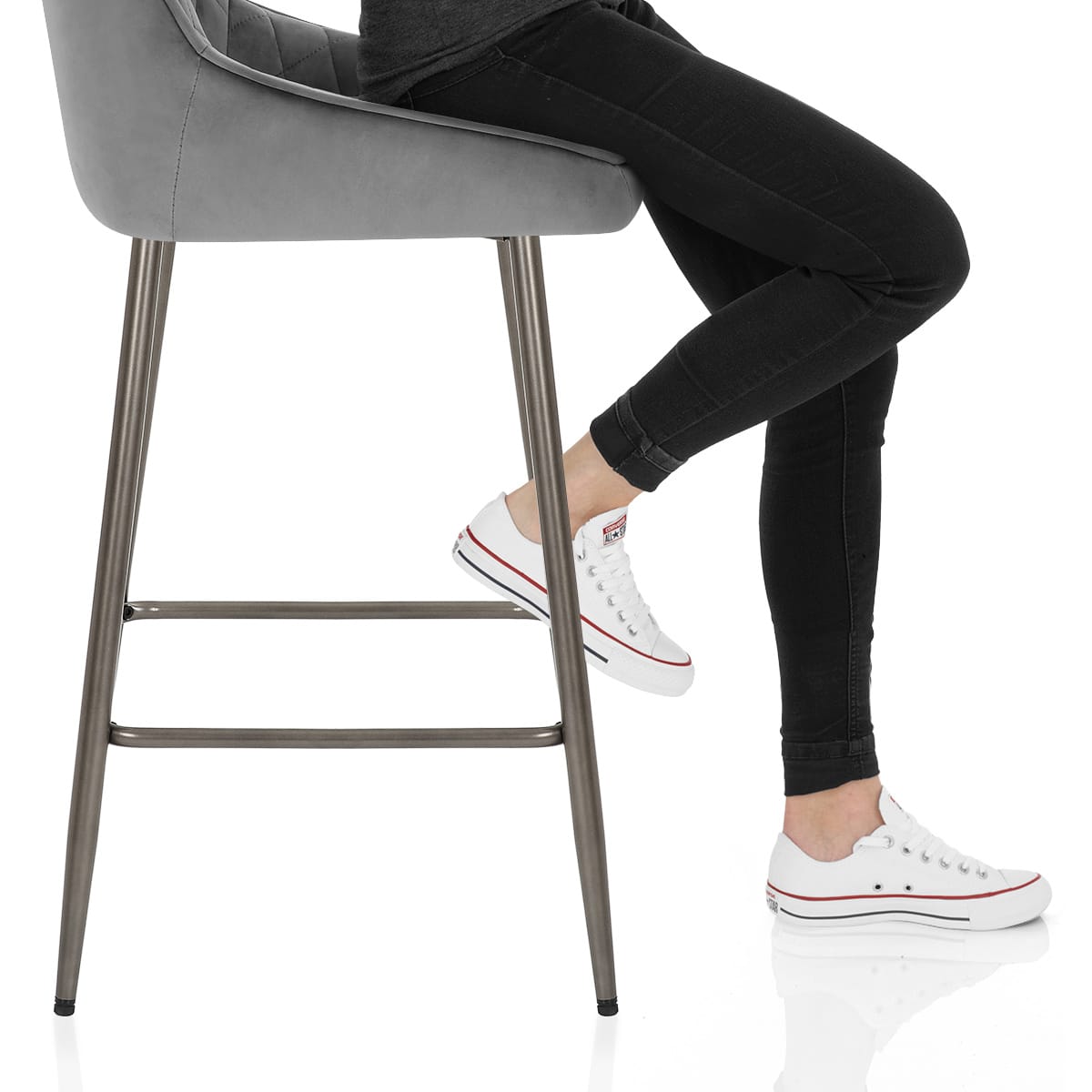 Brisbane Bar Stool Grey Velvet Frame Image