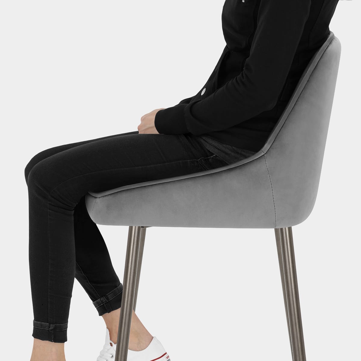 Brisbane Bar Stool Grey Velvet Seat Image