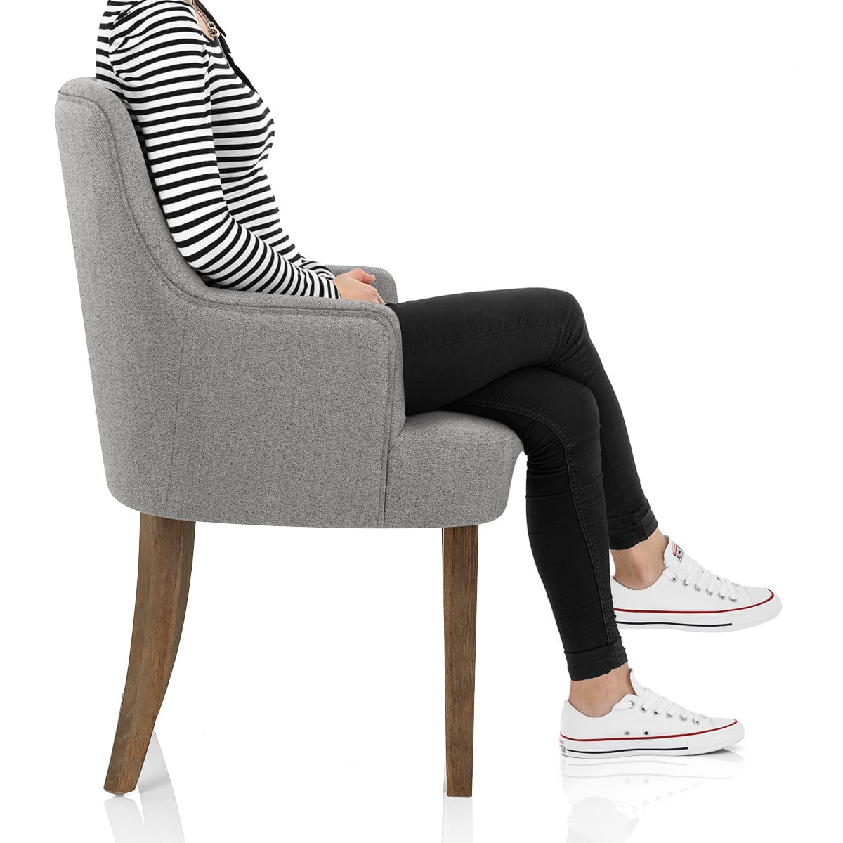 Broadway Oak Chair Grey Fabric Frame Image