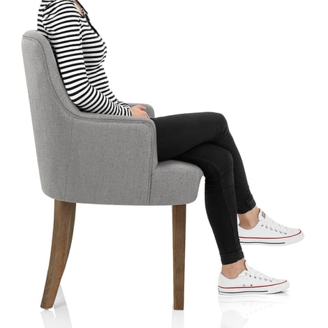 Broadway Oak Chair Grey Fabric Frame Image