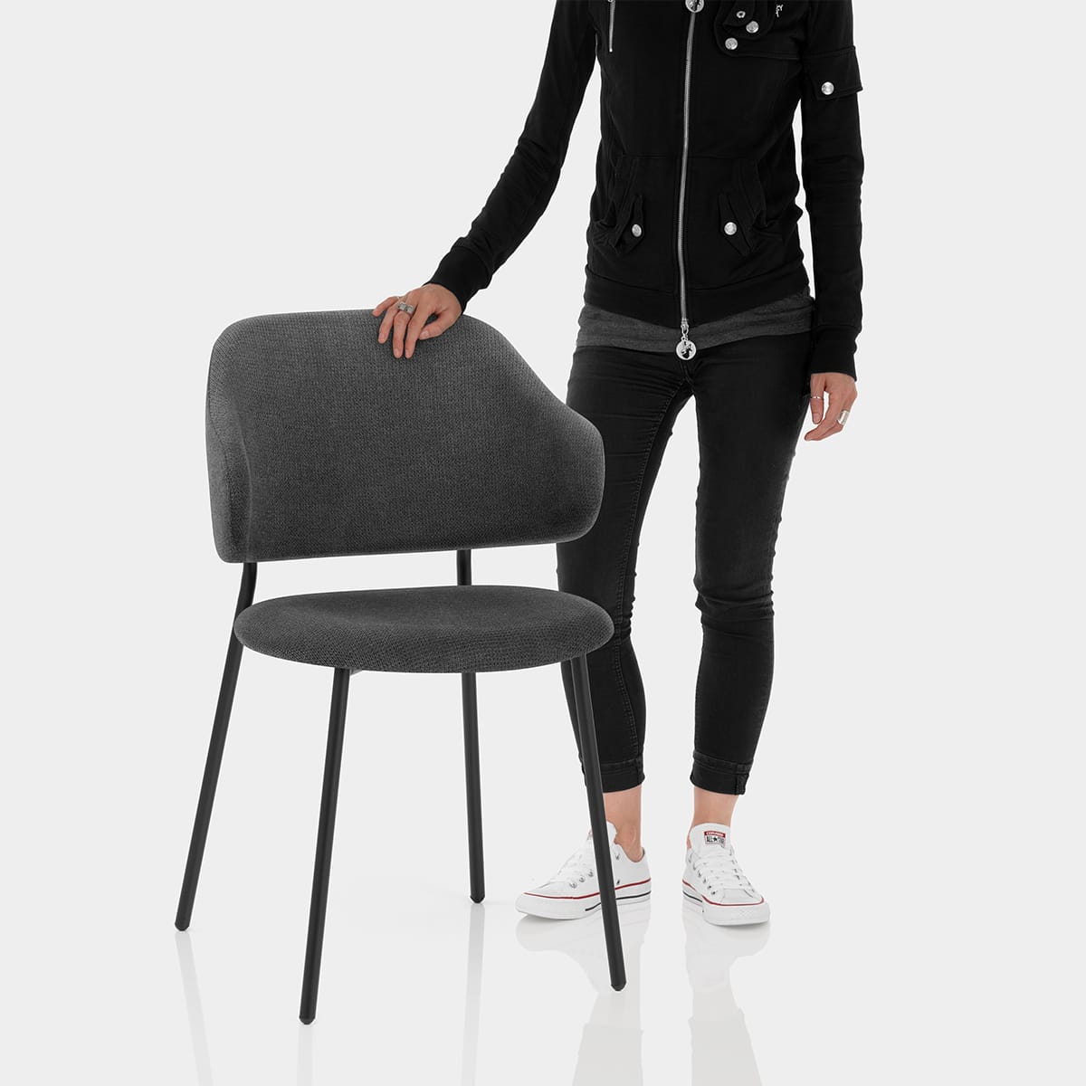 Brodie Dining Chair Charcoal Fabric Features Image