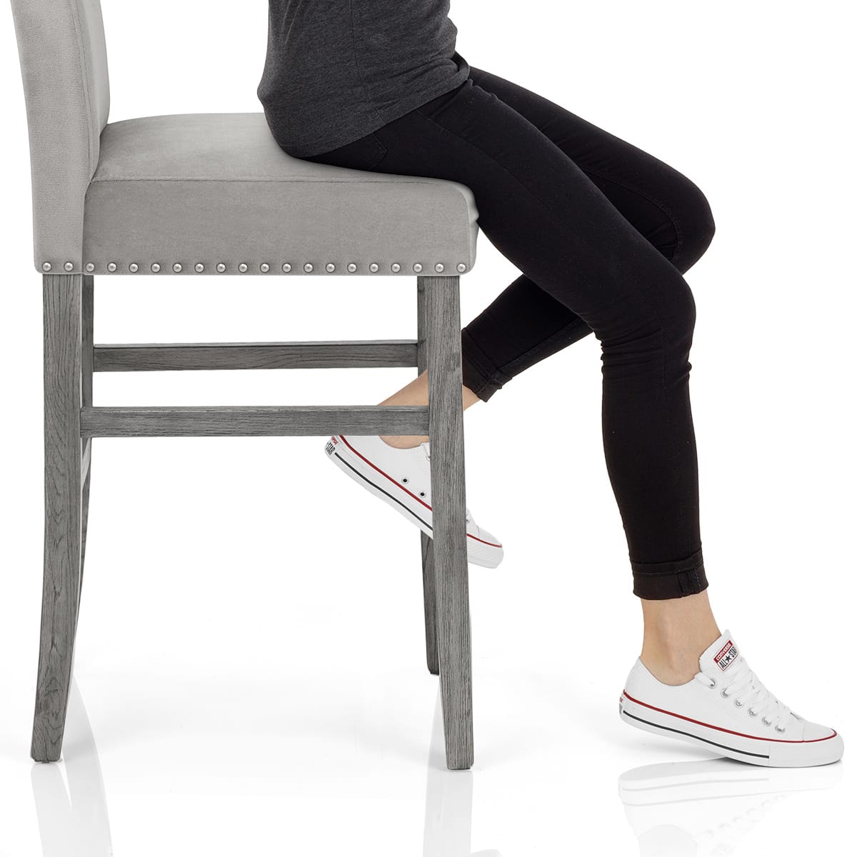 Brunswick Stool Grey Velvet Frame Image