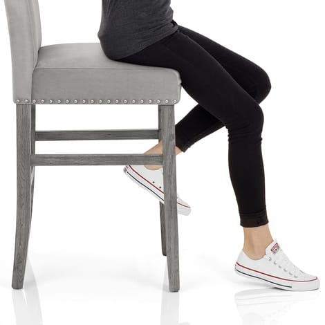 Brunswick Stool Grey Velvet Frame Image