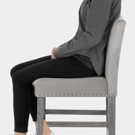 Brunswick Stool Grey Velvet Seat Image