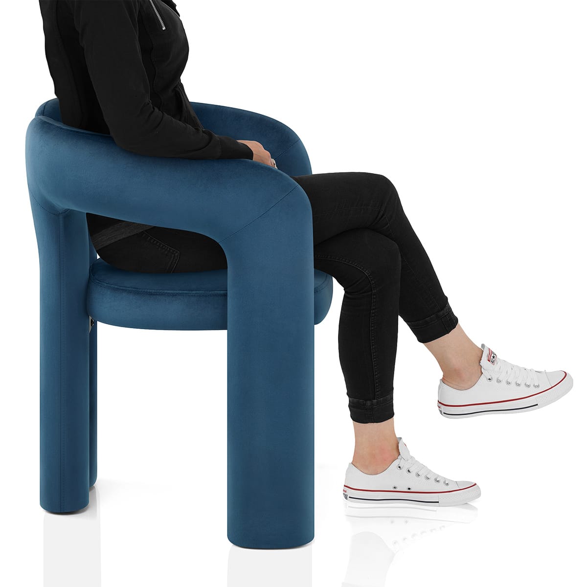 Bubble Chair Blue Velvet Frame Image